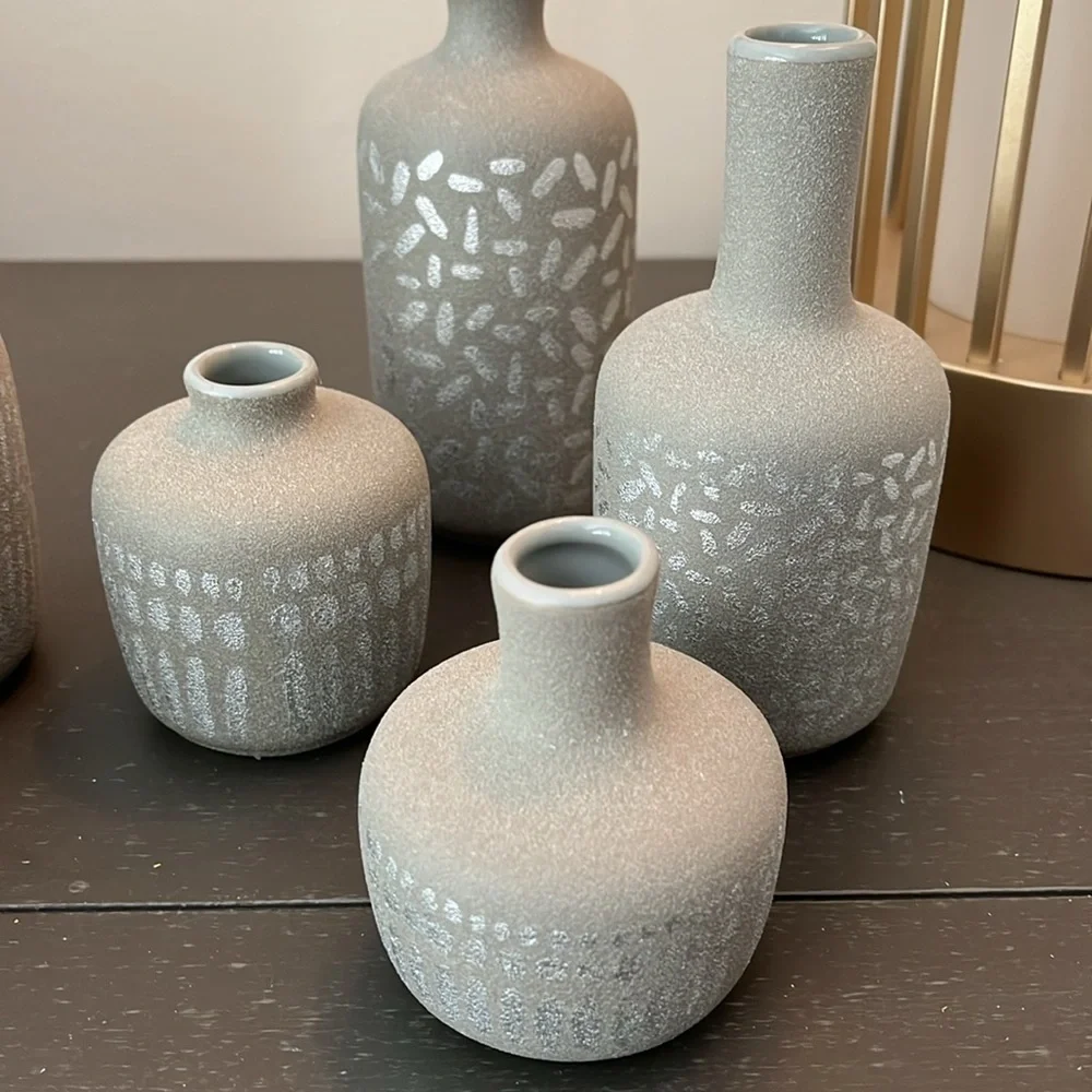 Storied Home Decorative Stoneware Vases, Set of 8. NEW